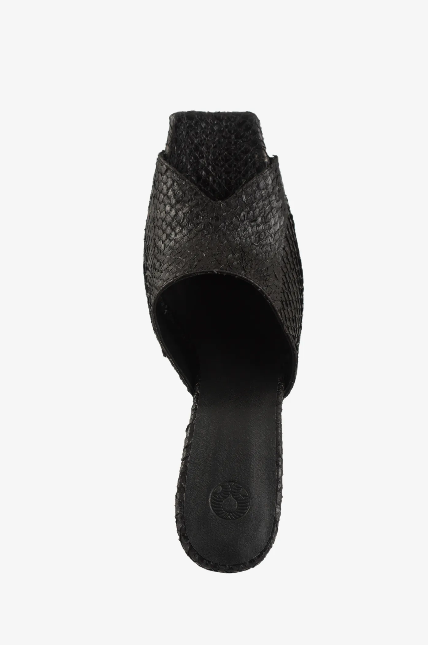 Black Salmon Skin Mules