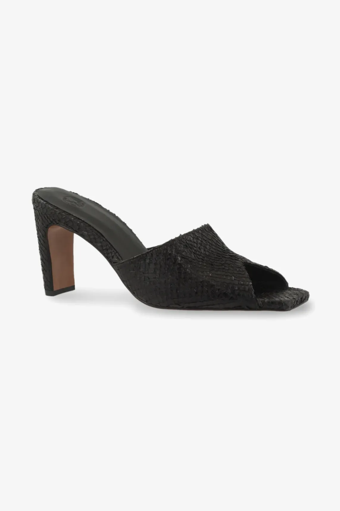 Black Salmon Skin Mules