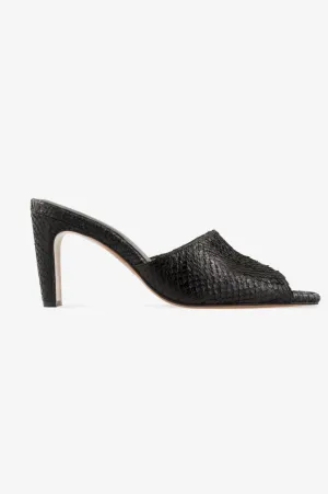 Black Salmon Skin Mules
