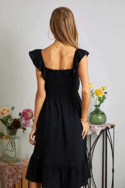 Black Smocked Midi  * on sale