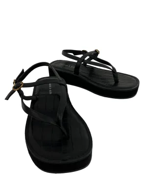 Black Strappy Flatform Thong Sandals