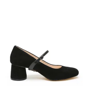 Black Suede Ballet Pump   Black Twiggy Strap
