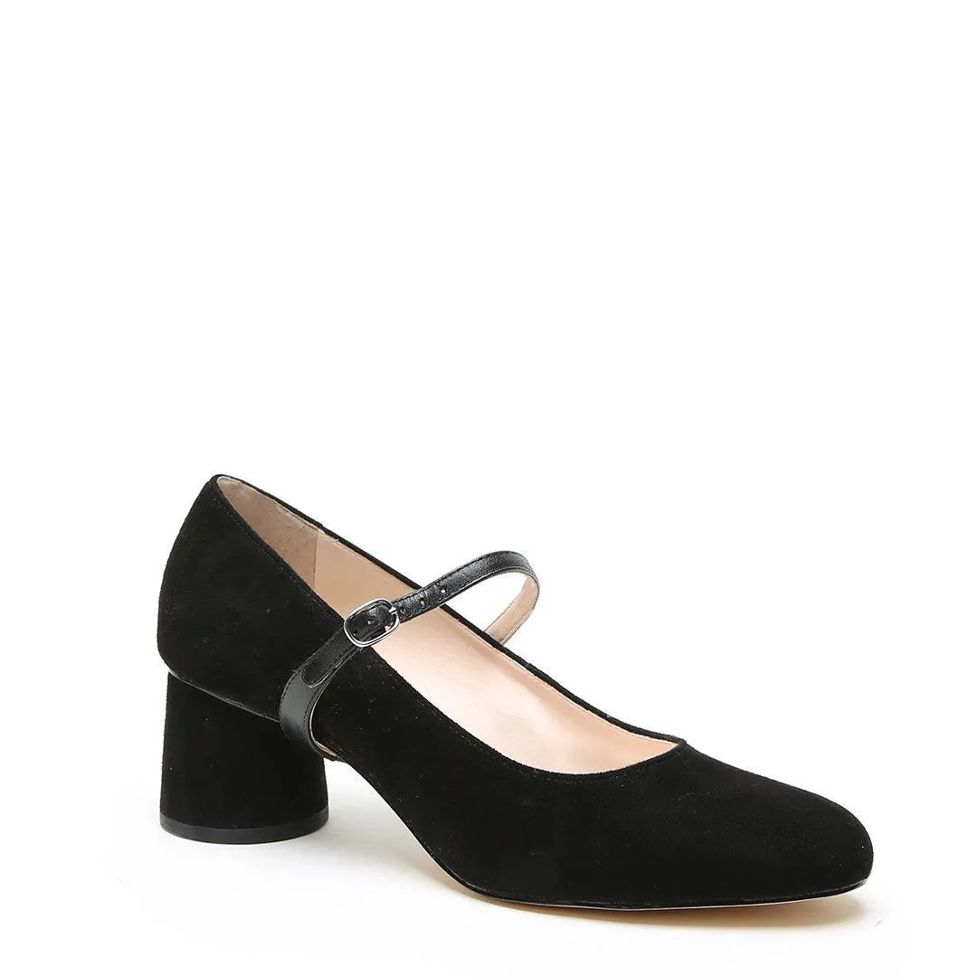 Black Suede Ballet Pump   Black Twiggy Strap