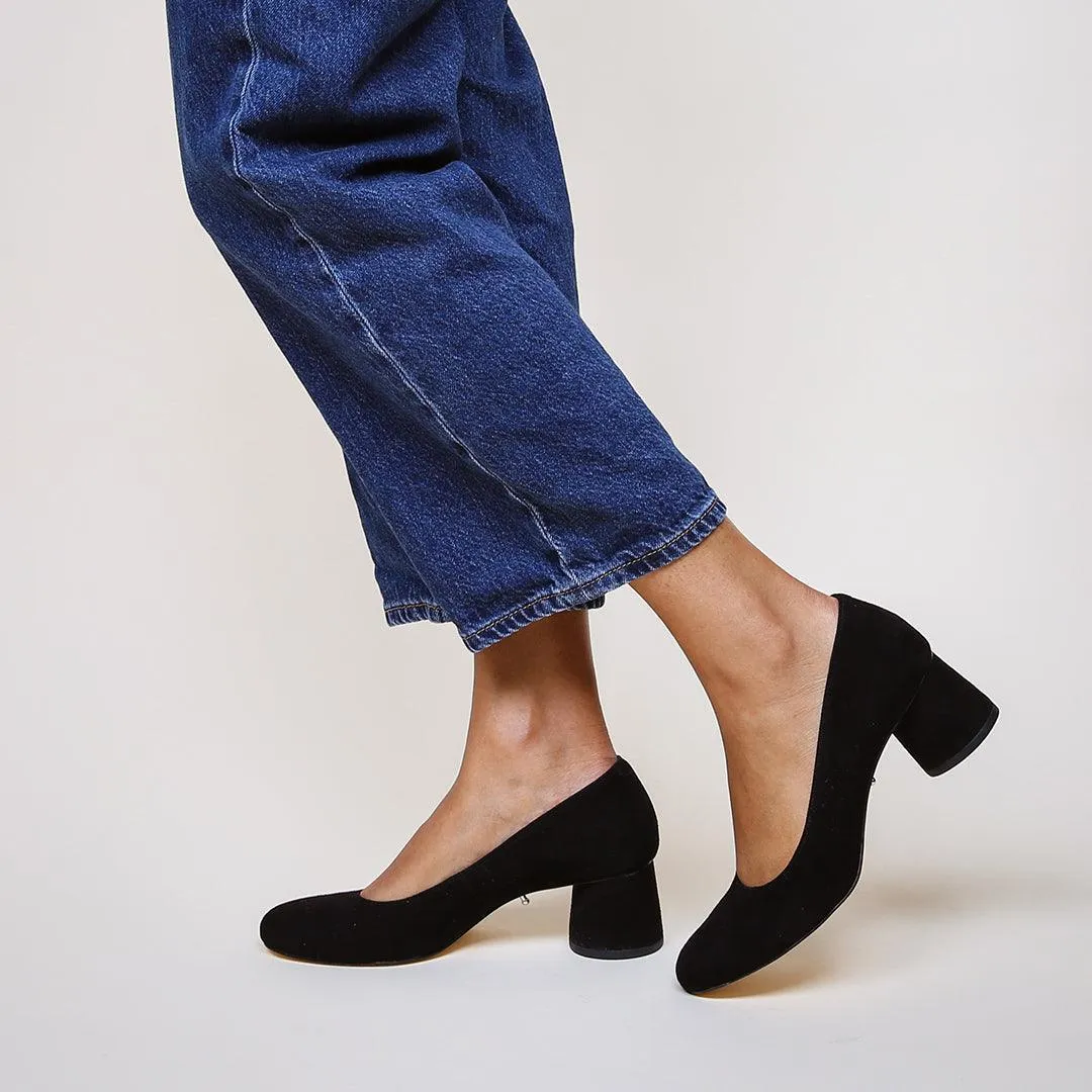 Black Suede Ballet Pump   Black Twiggy Strap