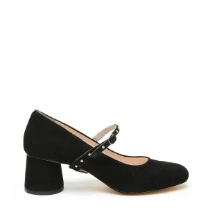 Black Suede Ballet Pump   Studded Twiggy Strap