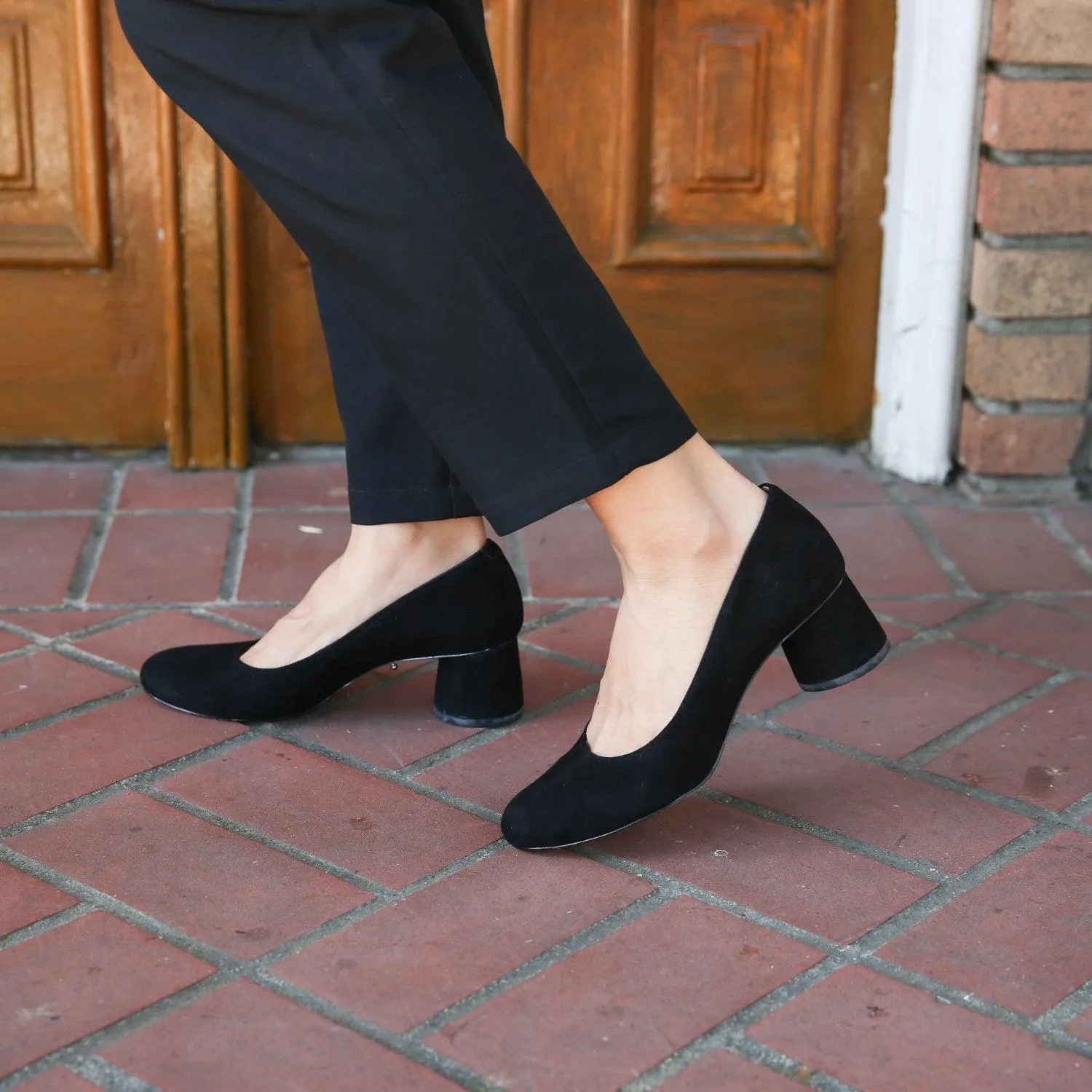 Black Suede Ballet Pump   Studded Twiggy Strap