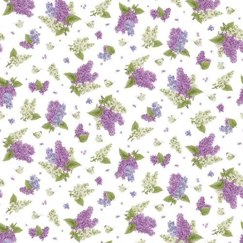 Bloomerang by Henry Glass Fabrics SM TOSSED LILACS & BUTTERFLIES/MULTI
