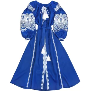 Blue embroidered Kaftan with wedges