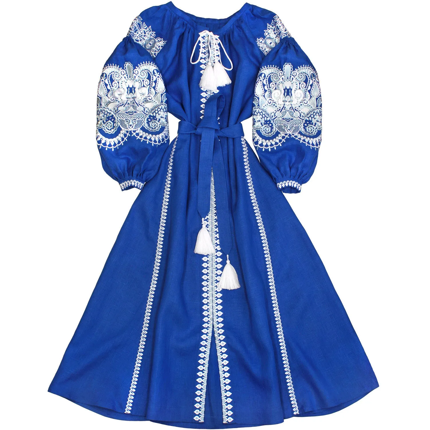 Blue embroidered Kaftan with wedges