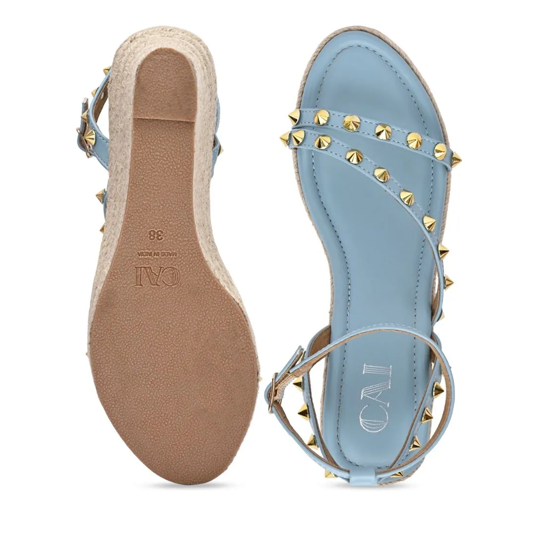 Blue Studded Wedges