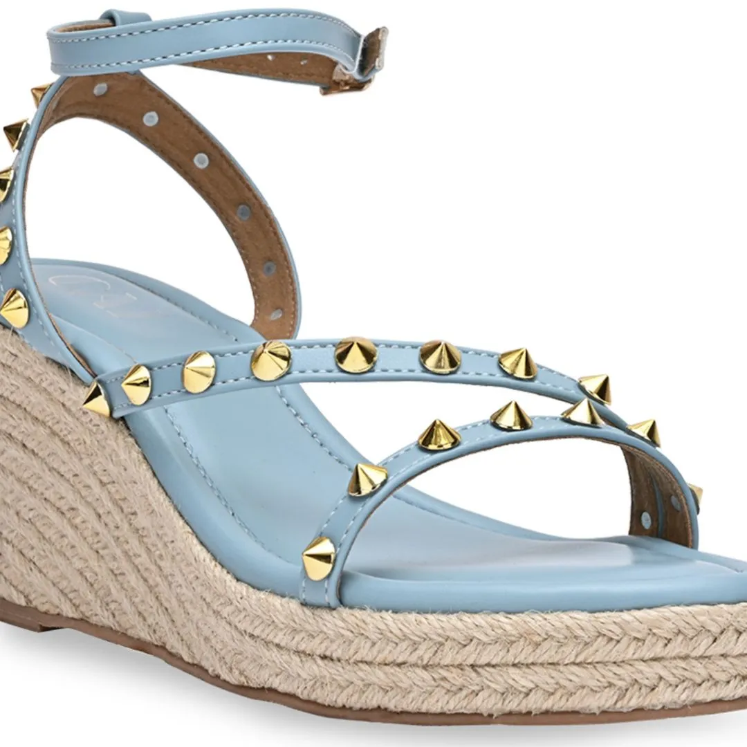 Blue Studded Wedges