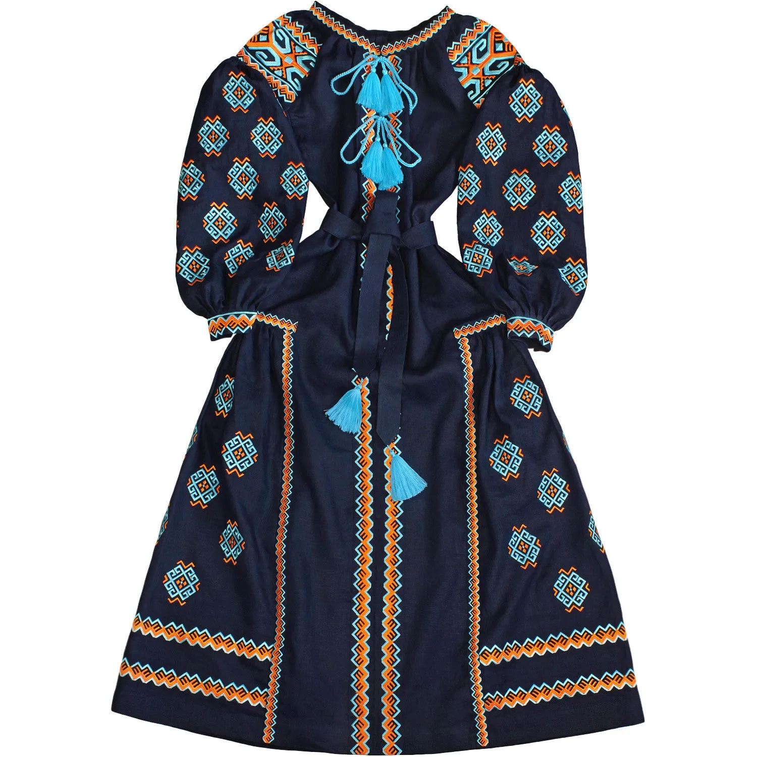 Boho style kaftan with embroidery