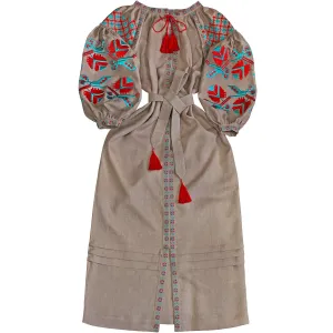 Boho style kaftan with embroidery
