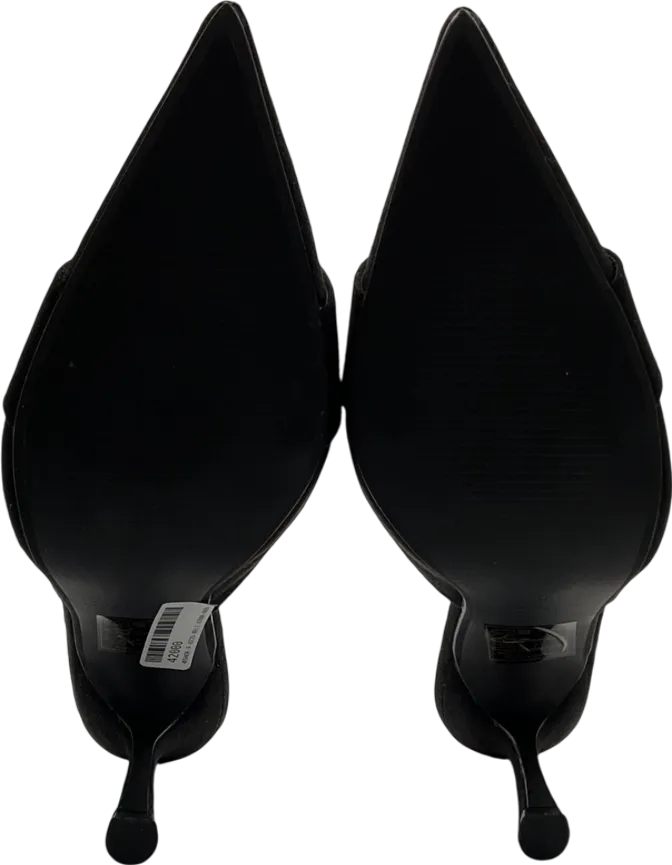 boohoo Black Covered Buckle Mule Court Shoes UK 6 EU 39 👠