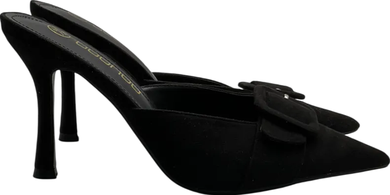 boohoo Black Covered Buckle Mule Court Shoes UK 6 EU 39 👠