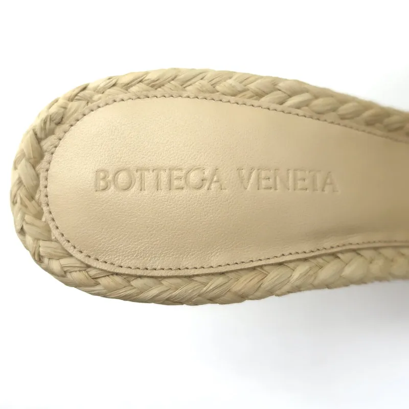 Bottega Veneta Lido Intrecciato Raffia Mules Beige Size 38.5 Open Toe Sandal NEW