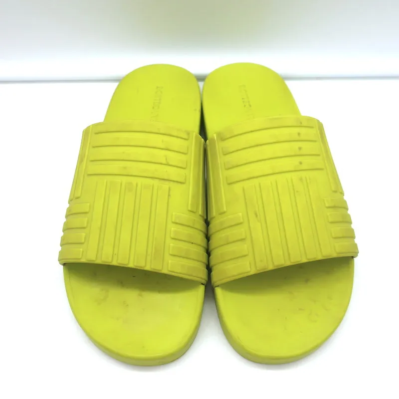Bottega Veneta Rubber Carpet Slides Chartreuse Size 38 Flat Sandals