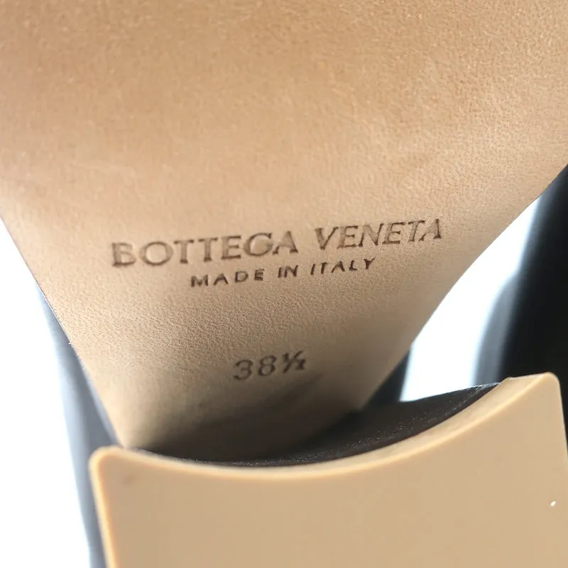 Bottega Veneta Stack Mules Dark Brown Leather Size 38.5 Open Toe Heels NEW