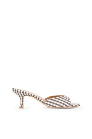 Brigitte Mule Dark Chocolate Micro Check