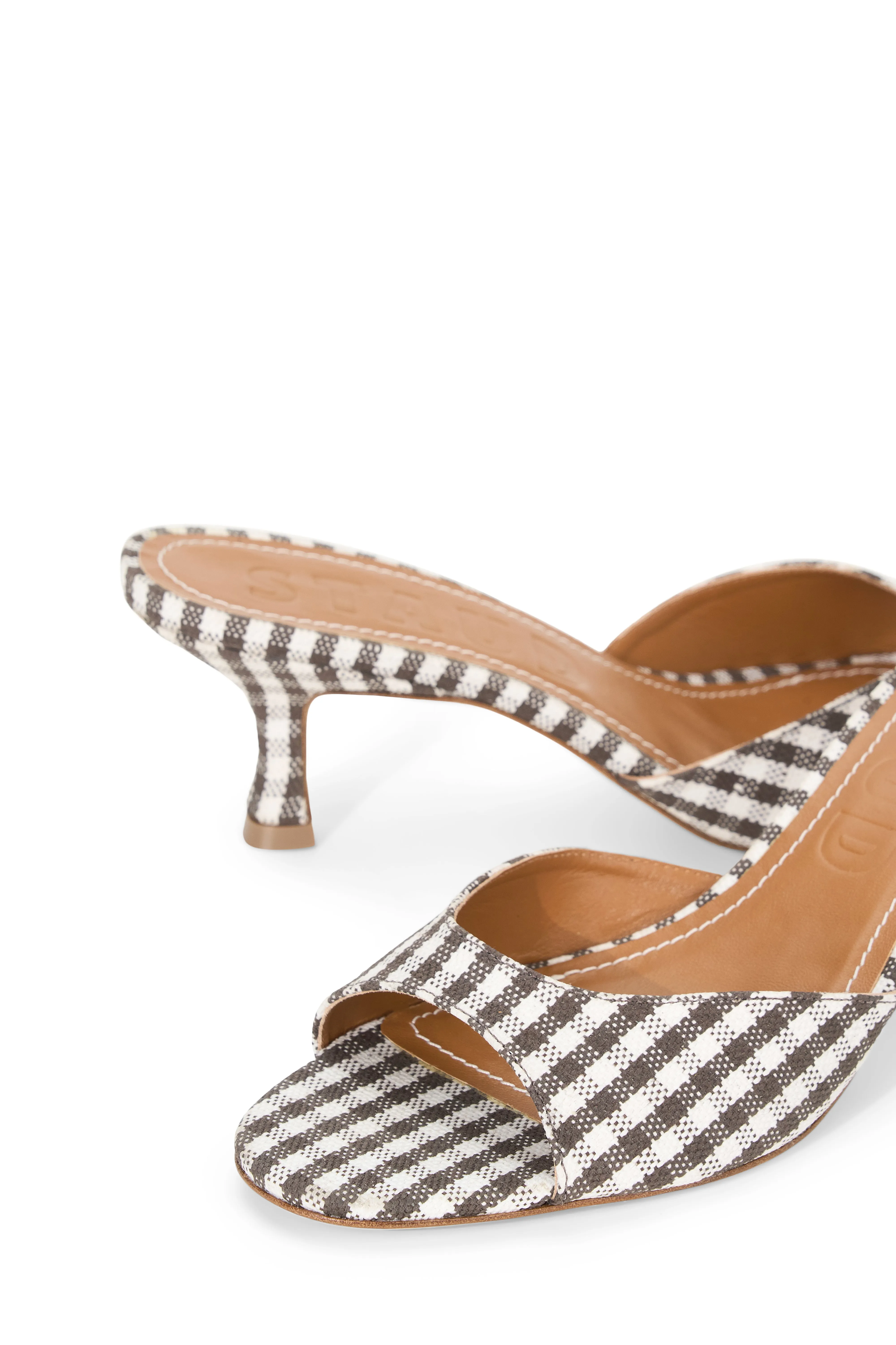 Brigitte Mule Dark Chocolate Micro Check