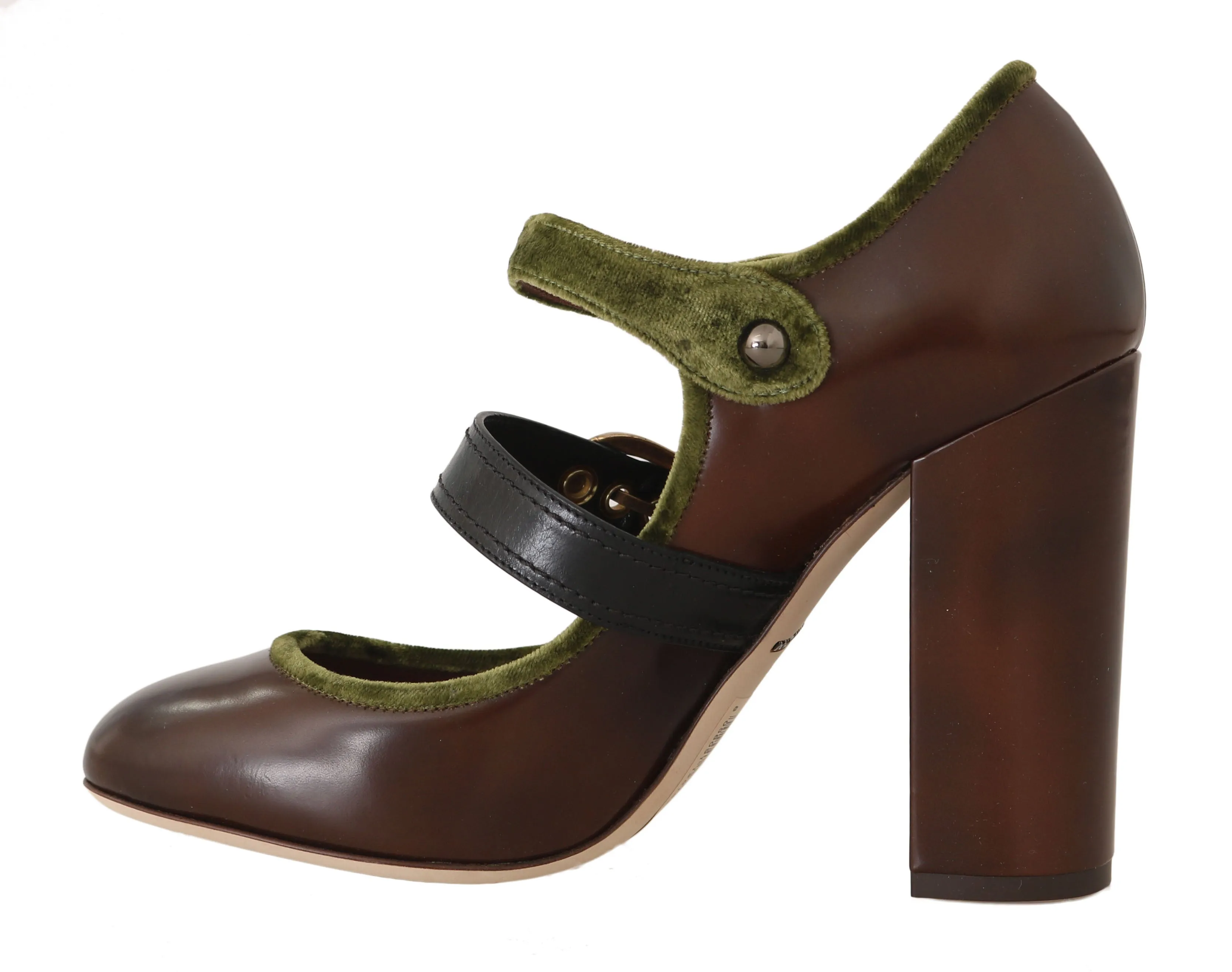 Brown Leather Mary Jane Gold Buckle