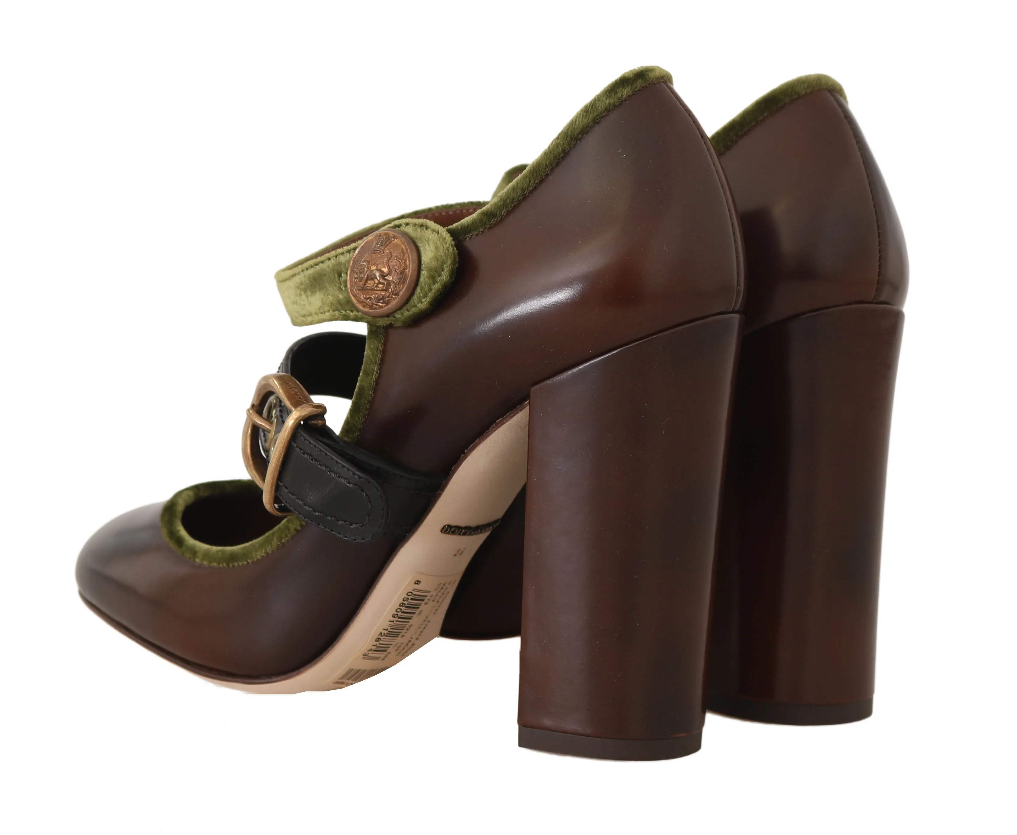 Brown Leather Mary Jane Gold Buckle