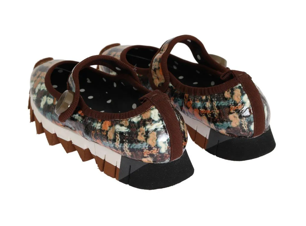 Brown Patent Leather Ballerina Shoes