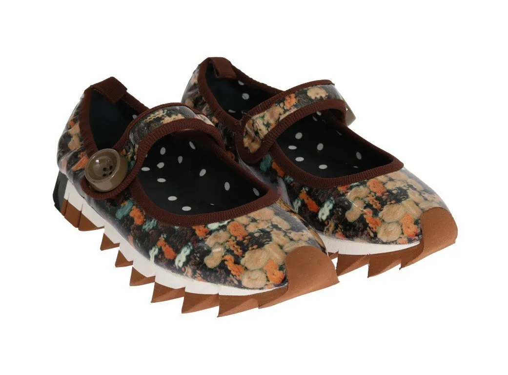 Brown Patent Leather Ballerina Shoes