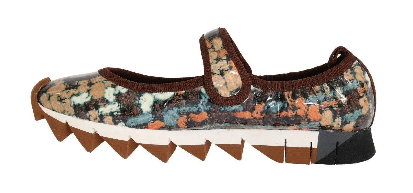Brown Patent Leather Ballerina Shoes
