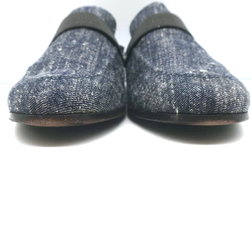 Brunello Cucinelli Monili Trim Denim Mules Blue Size 37 Flat Backless Loafers