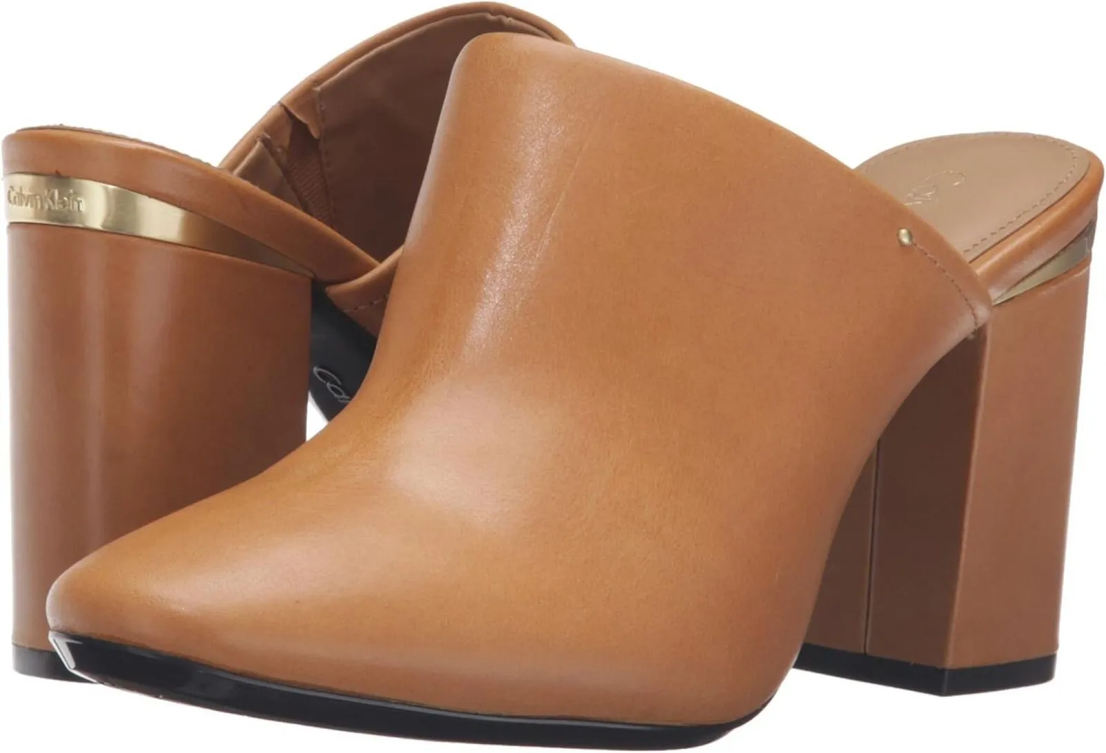 Calvin Klein Women's Cantha Open Back Mule E2570 Almond Tan Brown 6M