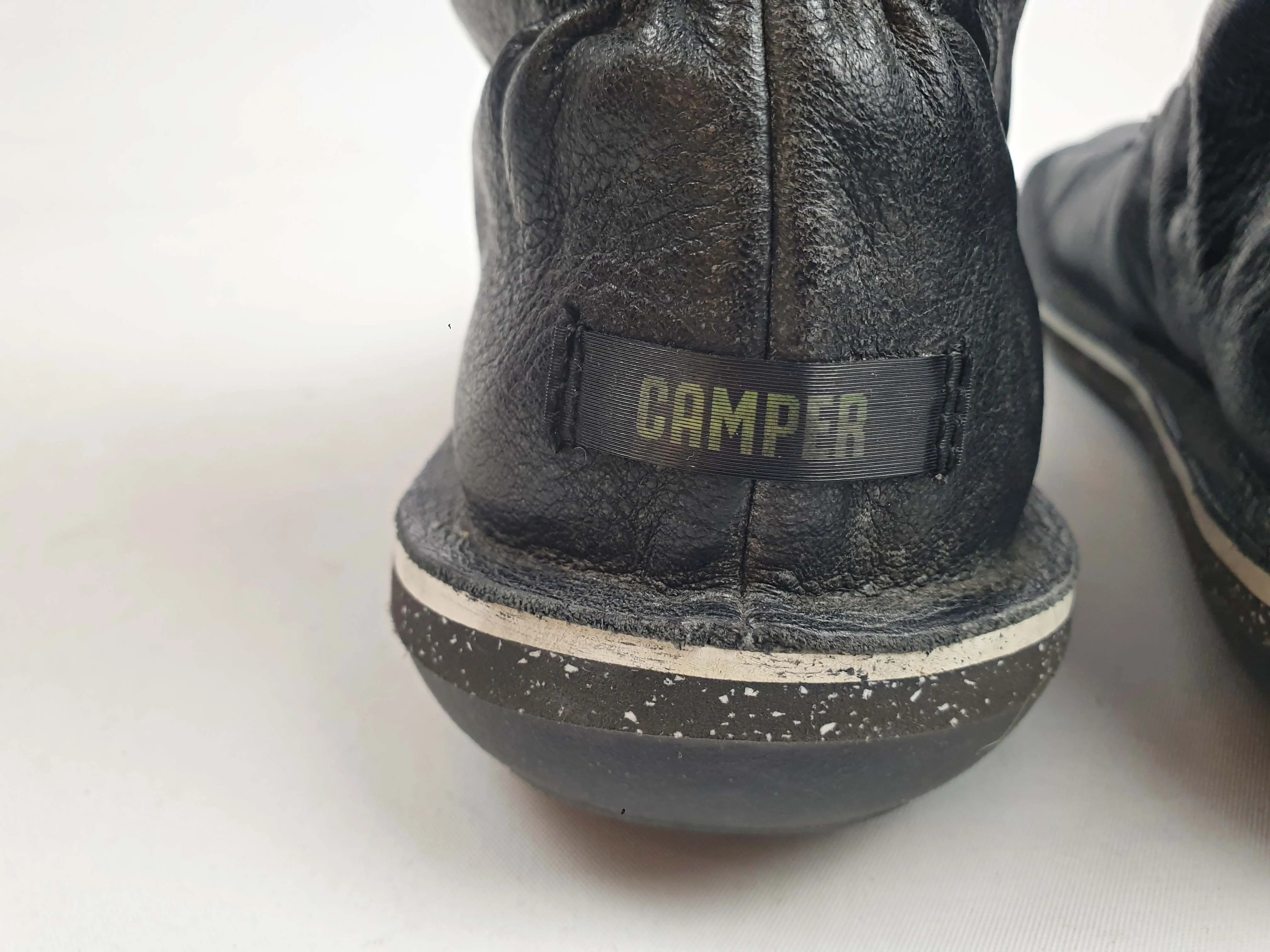 Camper black flat leather boots size 38