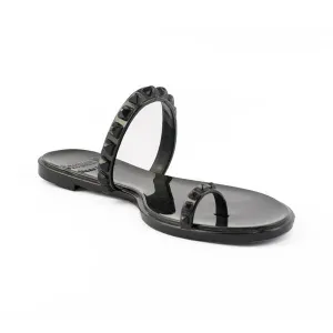 Carmen Sol Maria Flat Sandal - Black