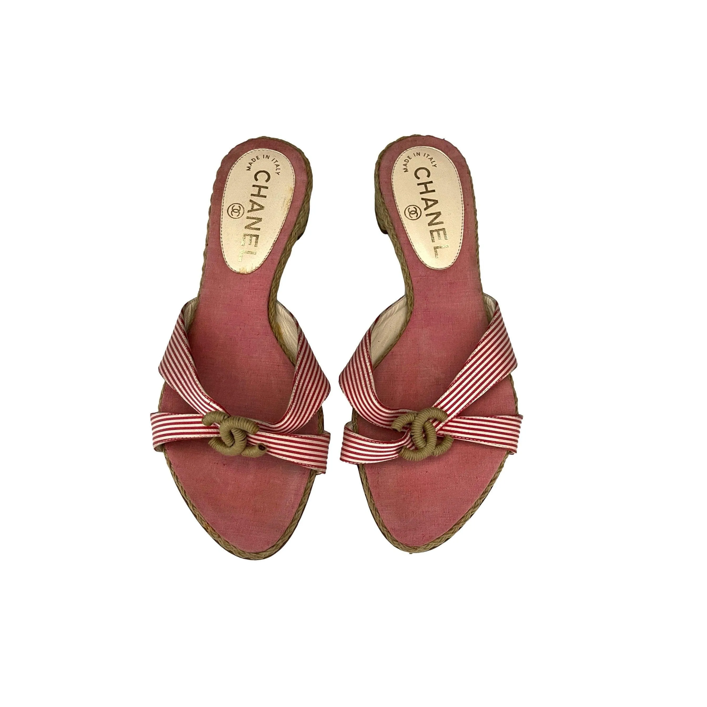 Chanel Red Stripe Logo Slides