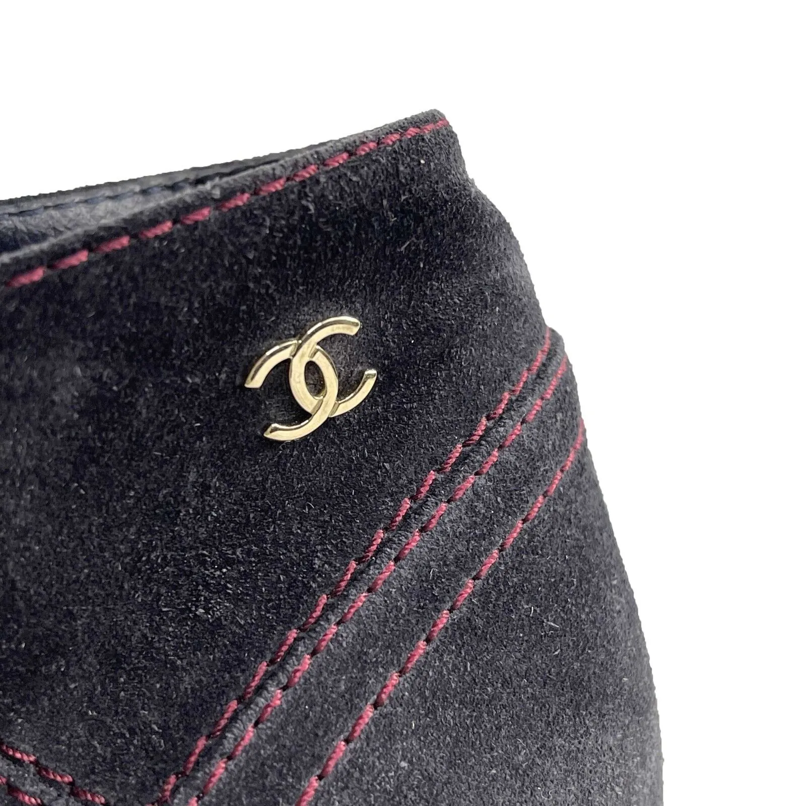 Chanel - Suede Chain Wedge - Dark Blue CC Boot - 37.5 US 7.5