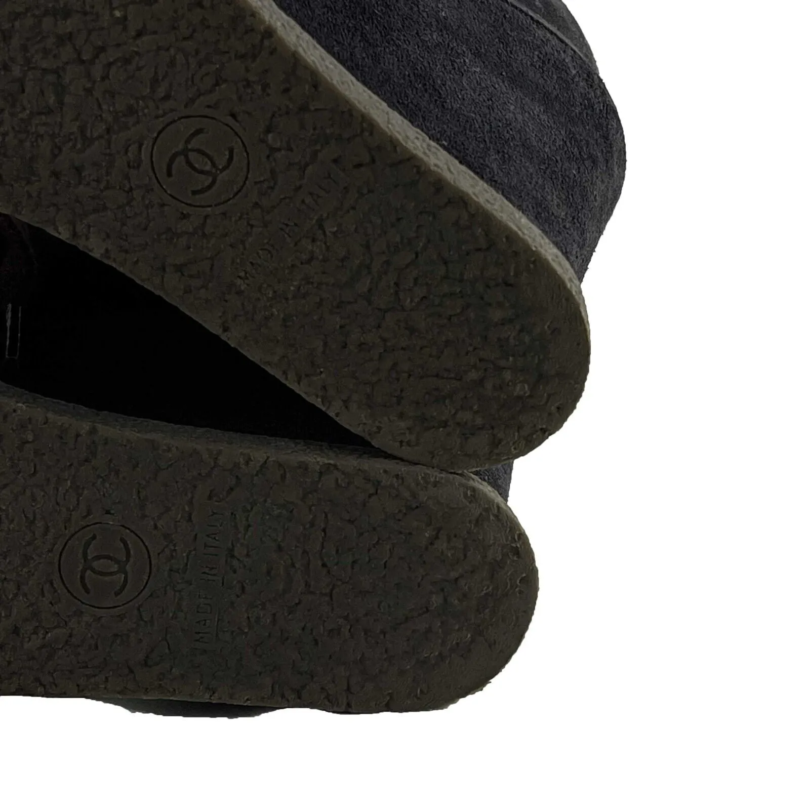 Chanel - Suede Chain Wedge - Dark Blue CC Boot - 37.5 US 7.5