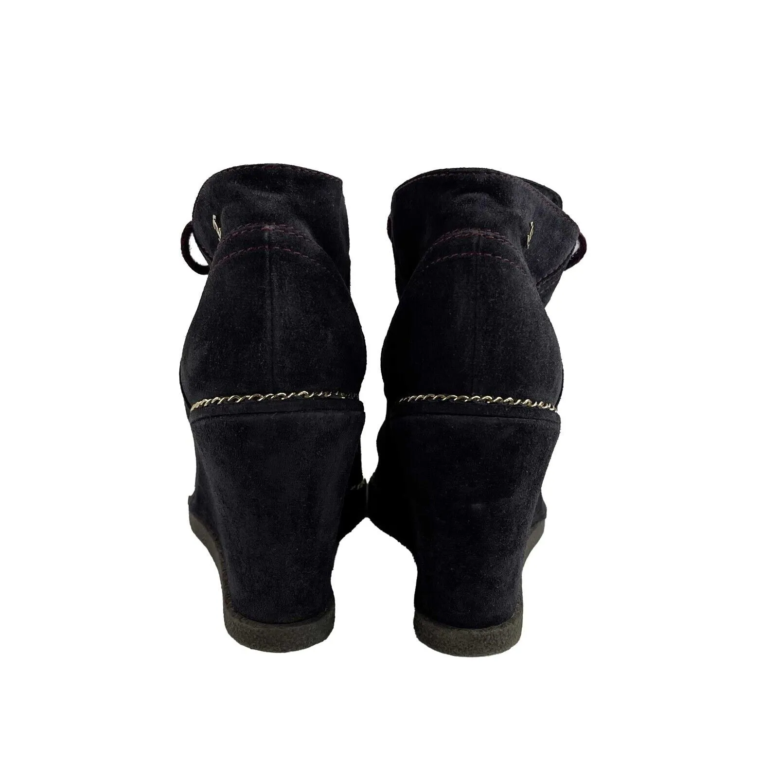 Chanel - Suede Chain Wedge - Dark Blue CC Boot - 37.5 US 7.5