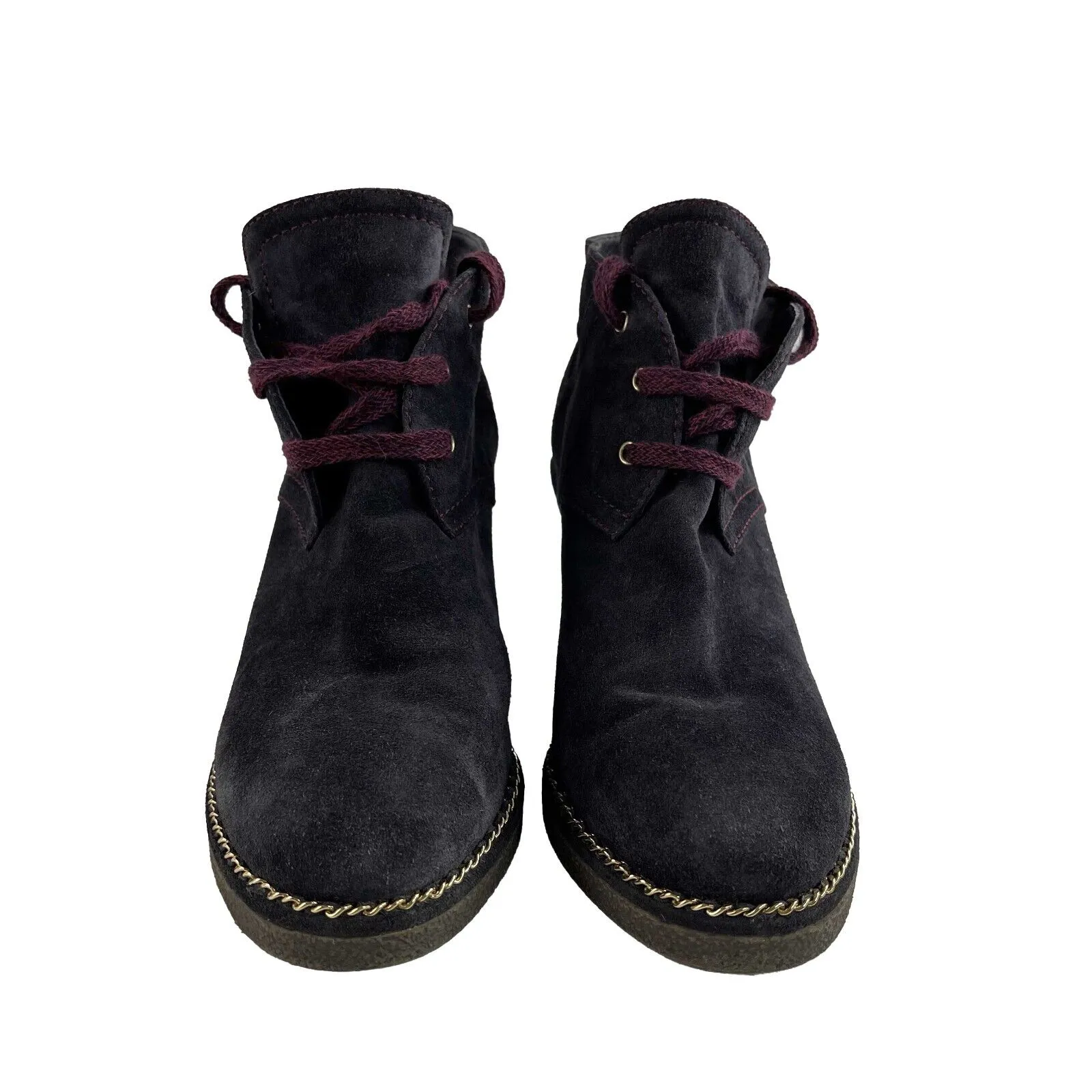 Chanel - Suede Chain Wedge - Dark Blue CC Boot - 37.5 US 7.5