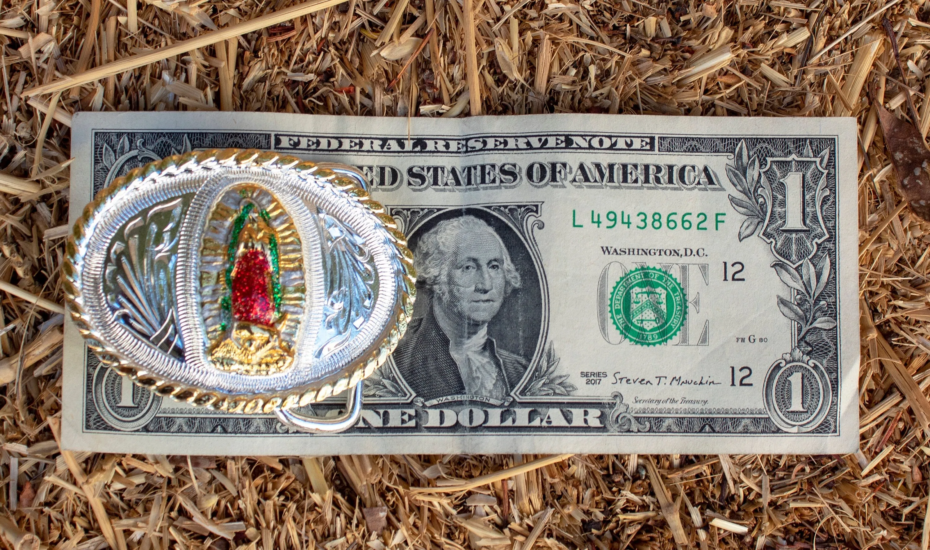 CHILDRENS YOUTH VIRGEN DE GUADALUPE VIRGIN MARY MINI BELT BUCKLE