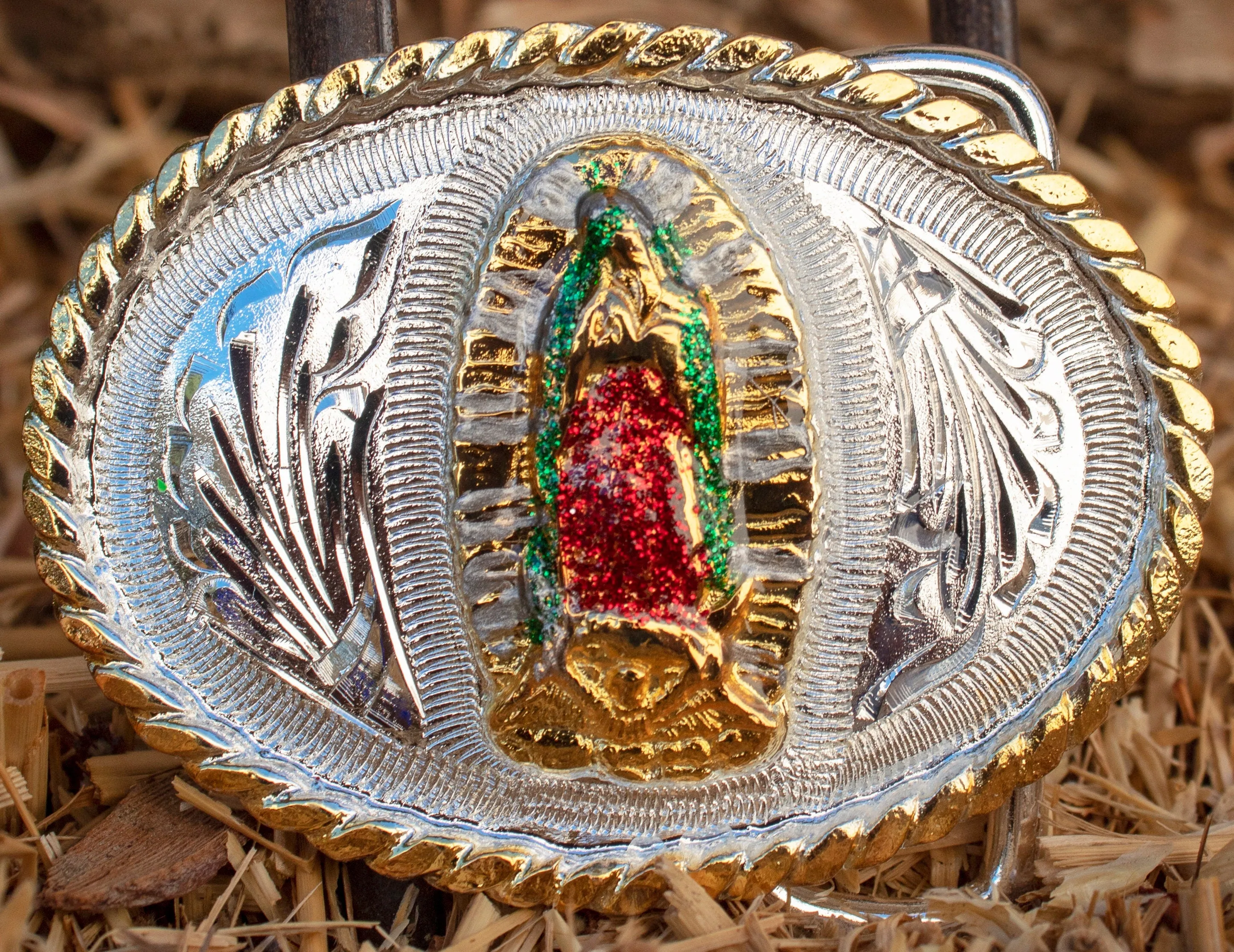 CHILDRENS YOUTH VIRGEN DE GUADALUPE VIRGIN MARY MINI BELT BUCKLE