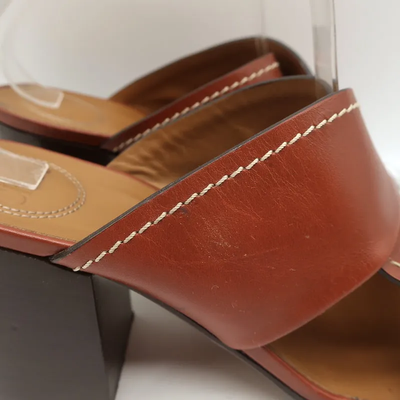 Chloe Twist Mules Candice Brown Leather Size 39 Open Toe Slide Sandals