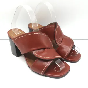 Chloe Twist Mules Candice Brown Leather Size 39 Open Toe Slide Sandals