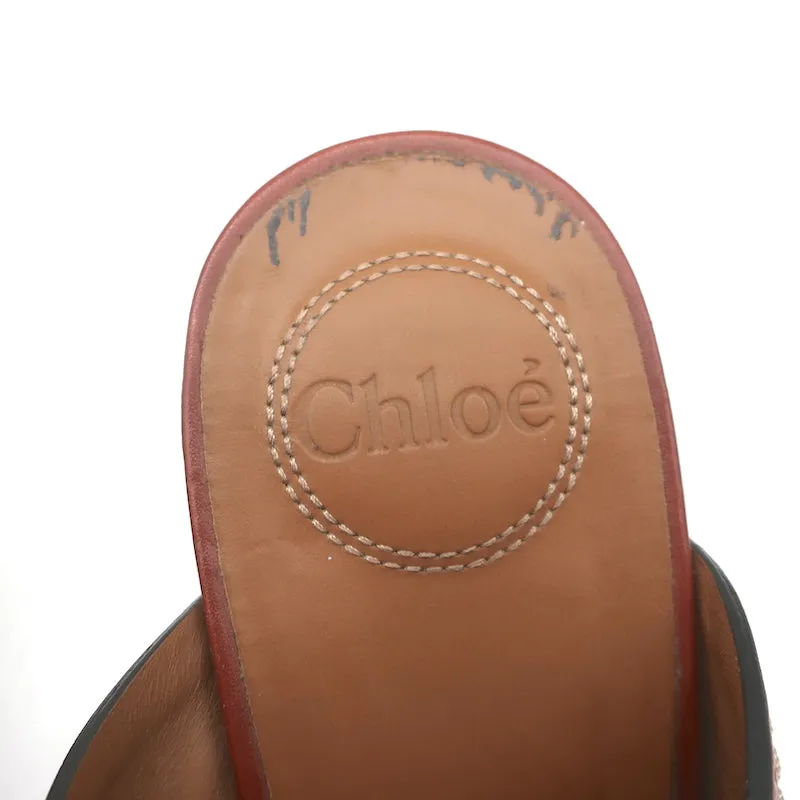 Chloe Twist Mules Candice Brown Leather Size 39 Open Toe Slide Sandals