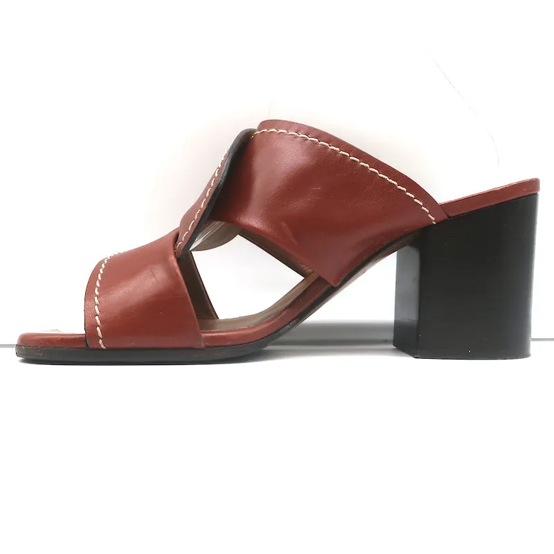 Chloe Twist Mules Candice Brown Leather Size 39 Open Toe Slide Sandals