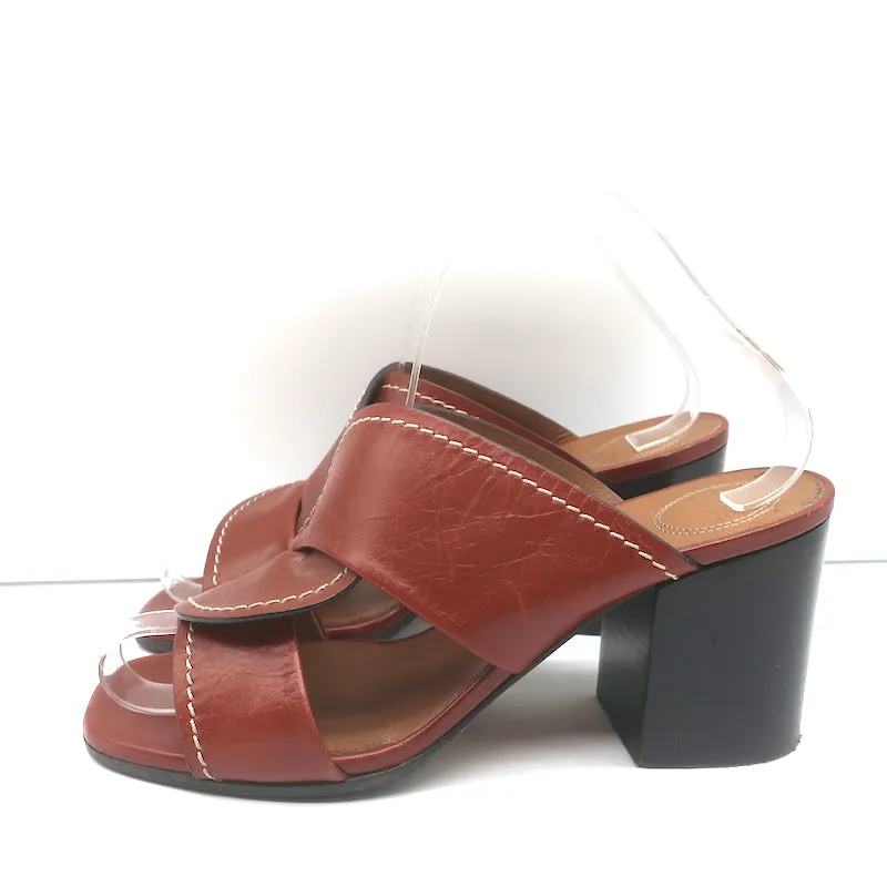 Chloe Twist Mules Candice Brown Leather Size 39 Open Toe Slide Sandals