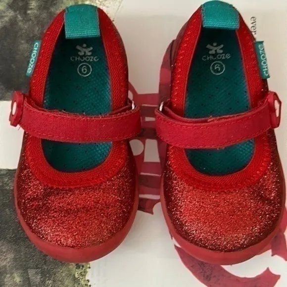 Chooze Red Sparkle Mary Janes - Girls 6 - EUC!