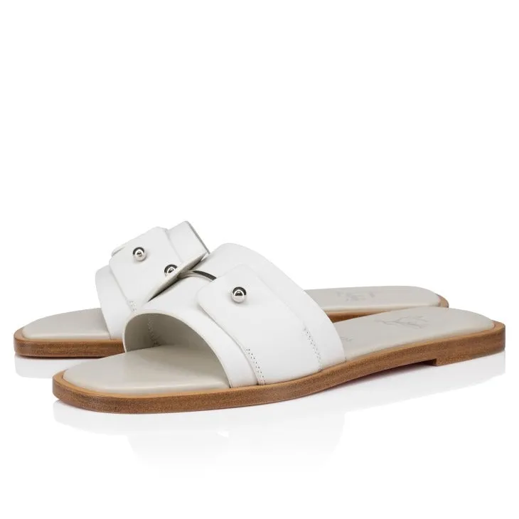 Christian Louboutin Chambelimule Donna Flat Calf Mule in Bianco | In-Store Only
