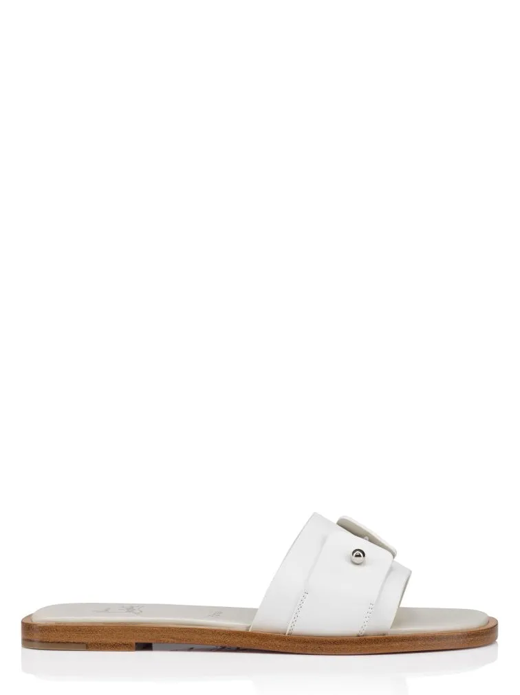 Christian Louboutin Chambelimule Donna Flat Calf Mule in Bianco | In-Store Only