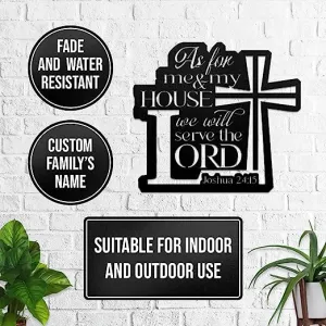 Christianartbag Metal Signs, As For Me & My House Joshua 24:15, Christian Wall Art With Religious Scripture, Appreciation Gifts For Family
