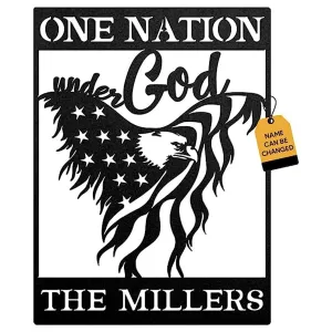 Christianartbag Metal Signs, One Nation The Millers, Under GOD, Christian Wall Art With Religious Scripture, Appreciation Gifts For Family